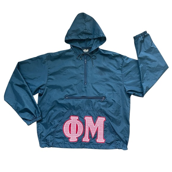 Phi Mu Sorority Navy Pullover Half Zip Hoodie Windbreaker Jacket - Picture 1 of 4